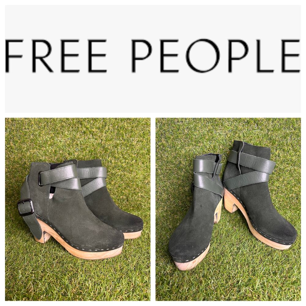 Free People Dark Gray Ankle Booties